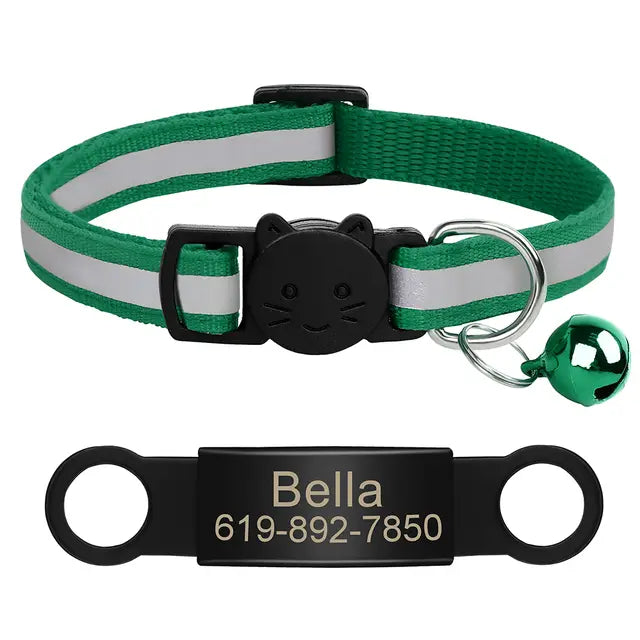 Collier chat réfléchissant personnalisé - photo produit