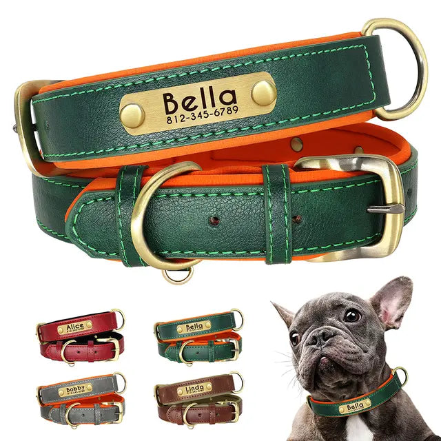 Collier chien réfléchissant personnalisé avec médaille gravée et sonnette