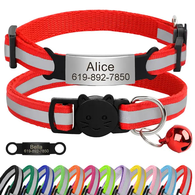 Collier chat réfléchissant personnalisé - vue détaillée