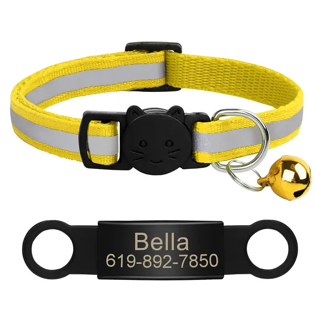 Collier chat réfléchissant - couleurs disponibles